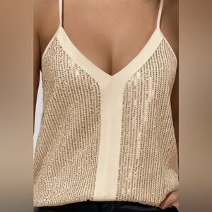 Sleeveless champagne sequin top size medium
